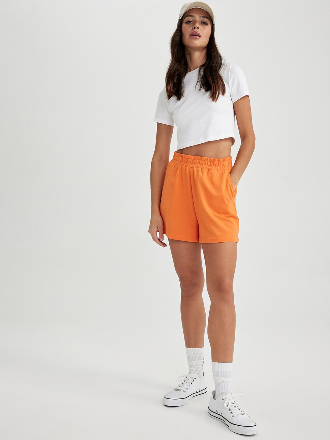 

DeFacto Women Mid-Rise Regular Shorts, Orange