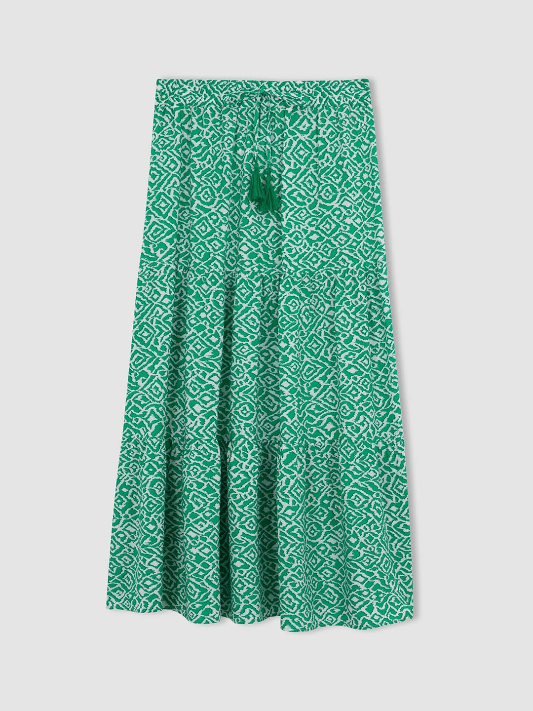 

DeFacto Ethnic Printed Maxi-Length Flared Skirts, Green