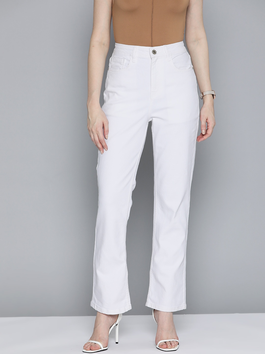 

Chemistry Women White Straight Fit Stretchable Jeans