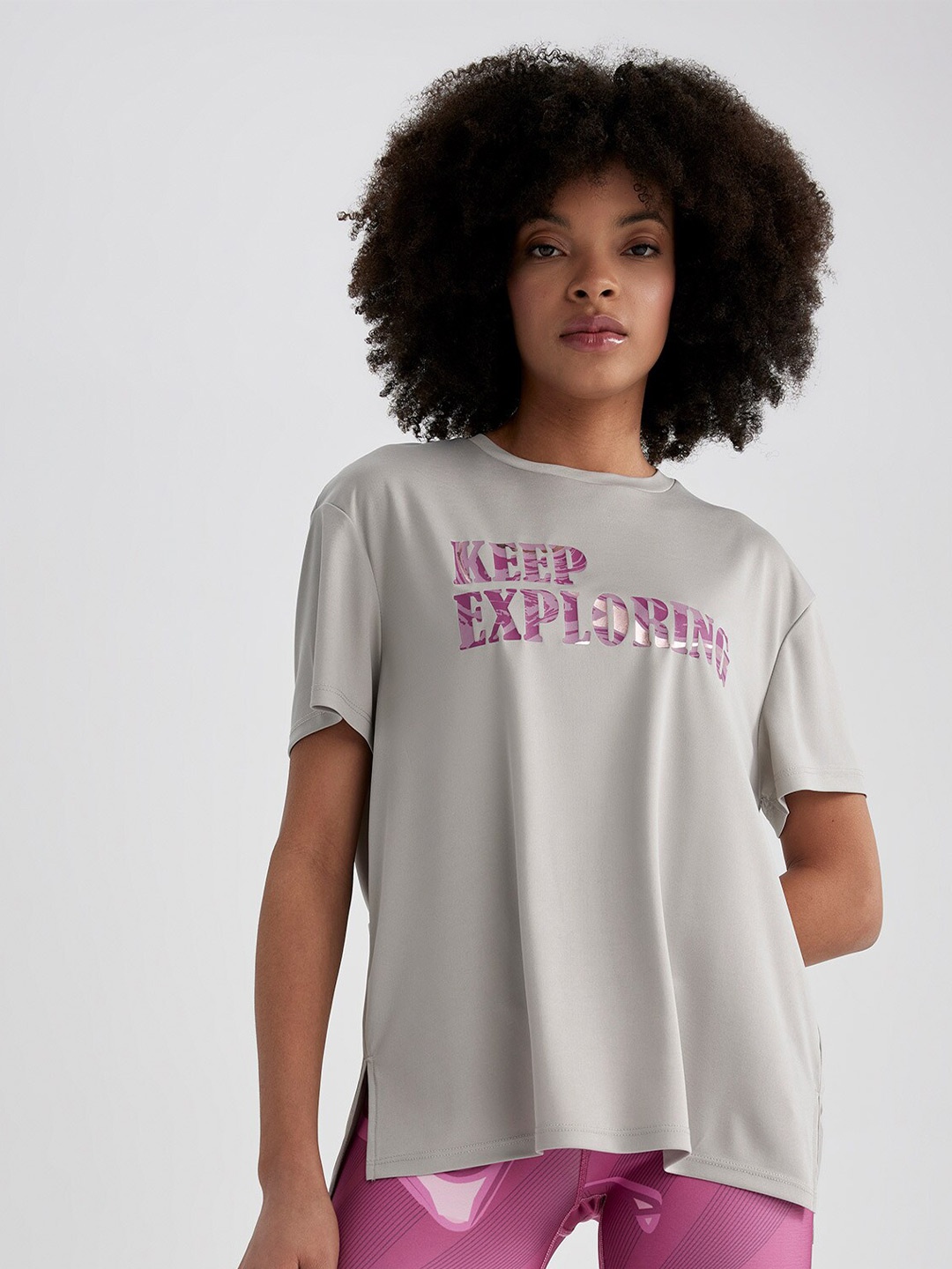 

DeFacto Typography Printed T-shirt, Pink