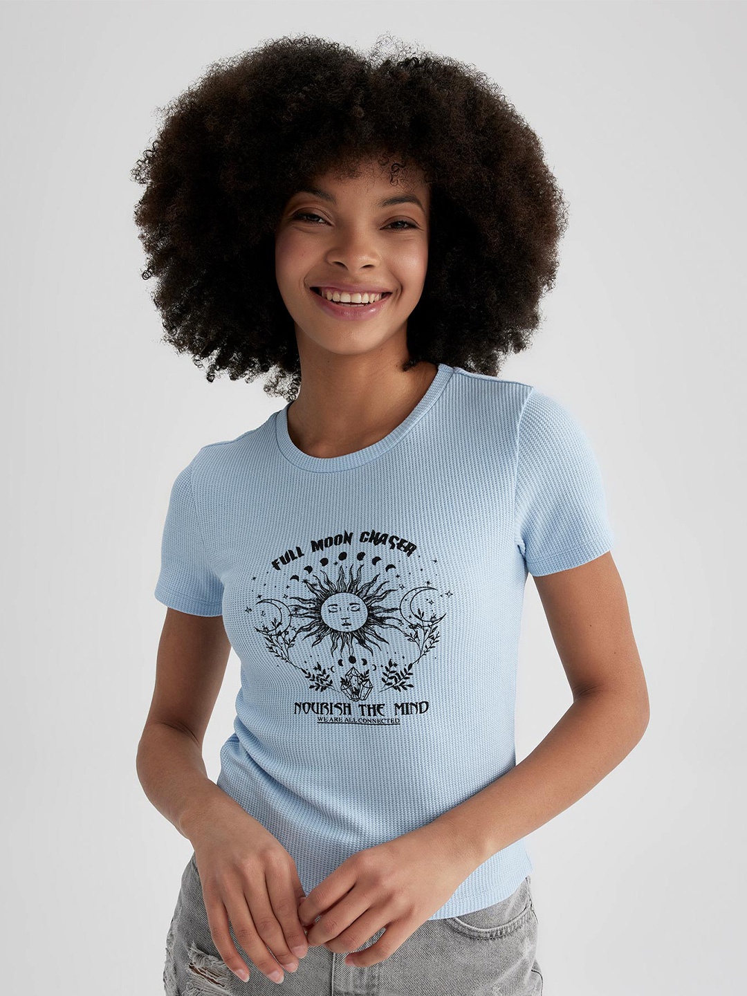 

DeFacto Typography Printed T-shirt, Blue