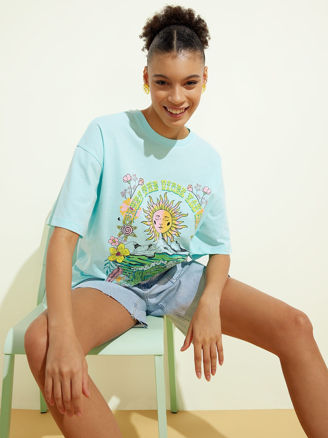 

DeFacto Graphic Printed Cotton T-shirt, Blue