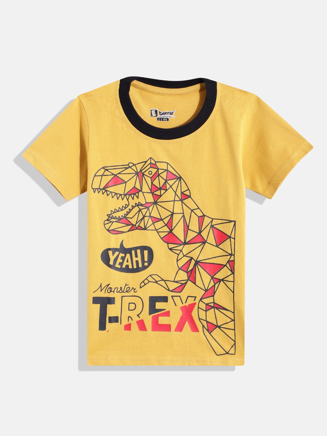 

Eteenz Boys Printed Premium Cotton T-shirt, Mustard