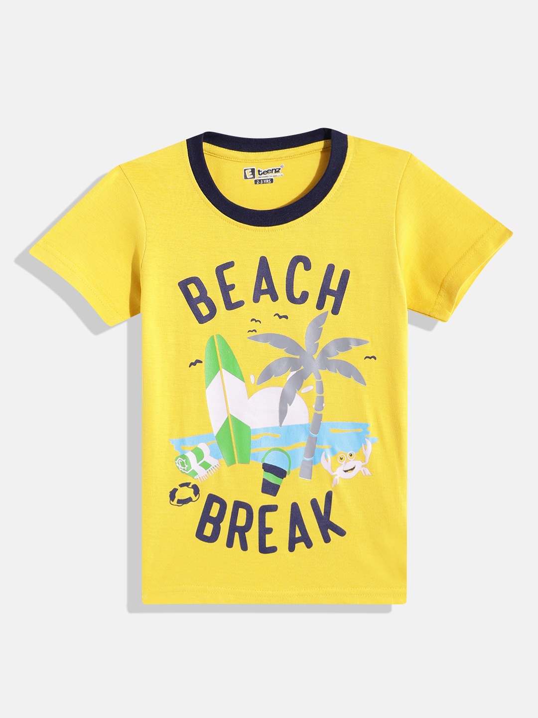 

Eteenz Boys Printed Premium Cotton T-shirt, Yellow