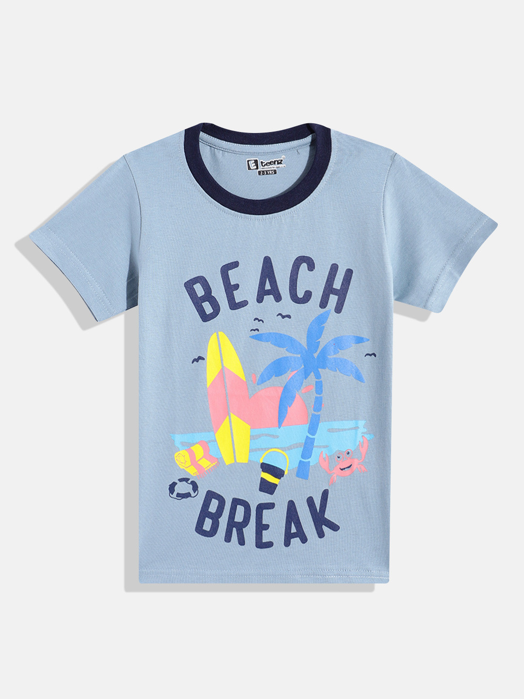 

Eteenz Boys Printed Premium Cotton T-shirt, Blue