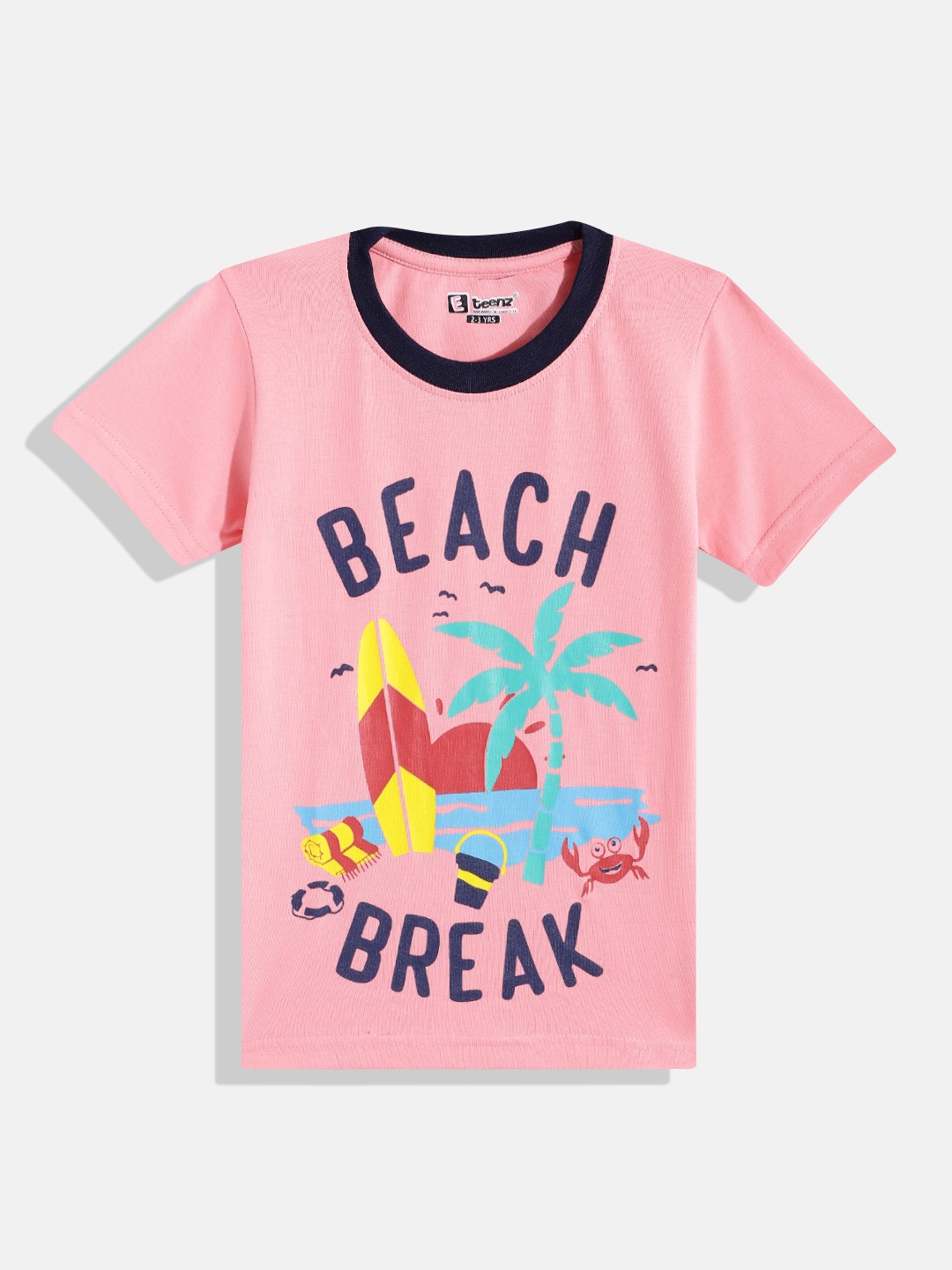 

Eteenz Boys Printed Premium Cotton T-shirt, Pink