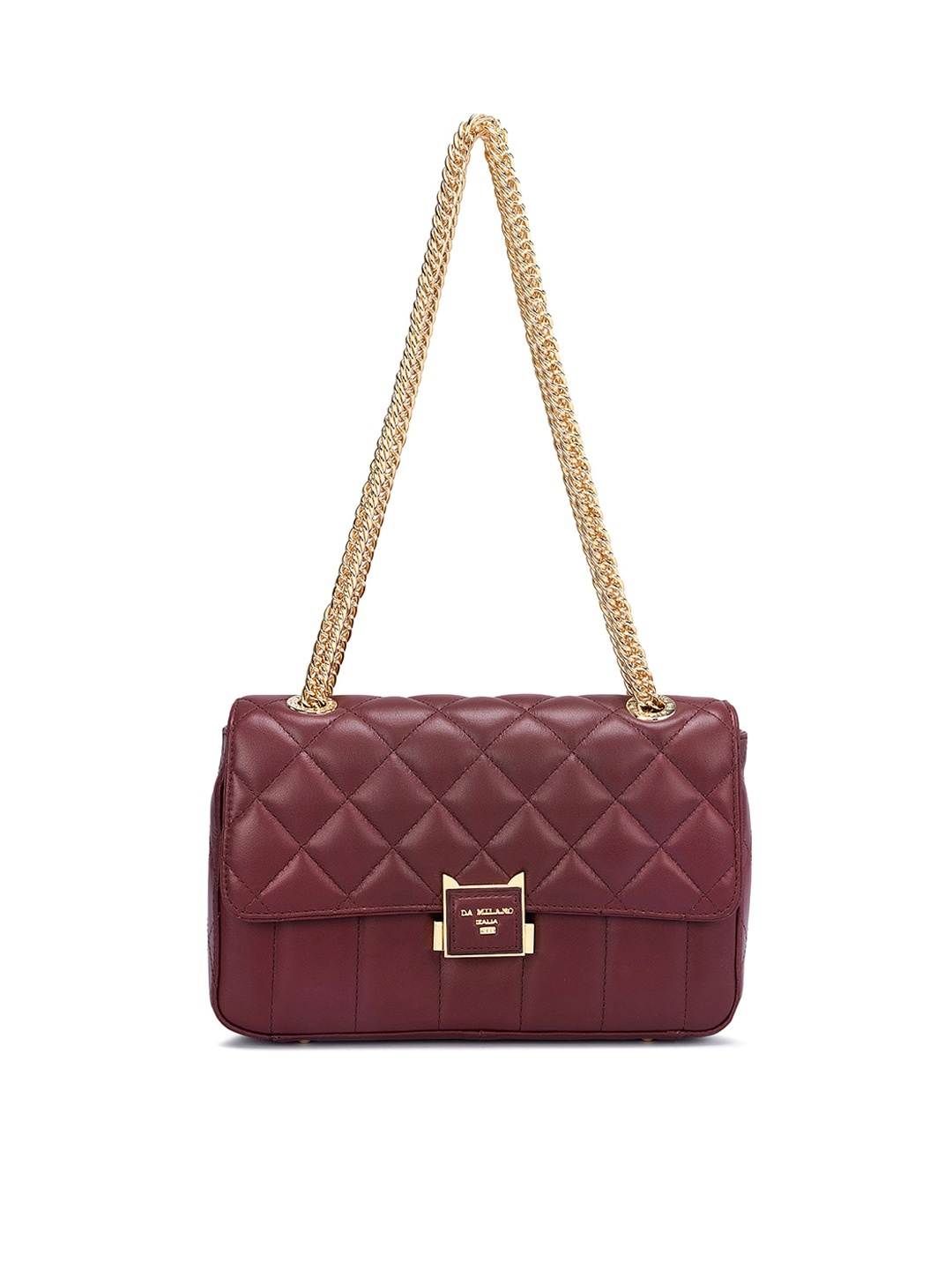 

Da Milano Leather Structured Sling Bag With Quilted, Maroon