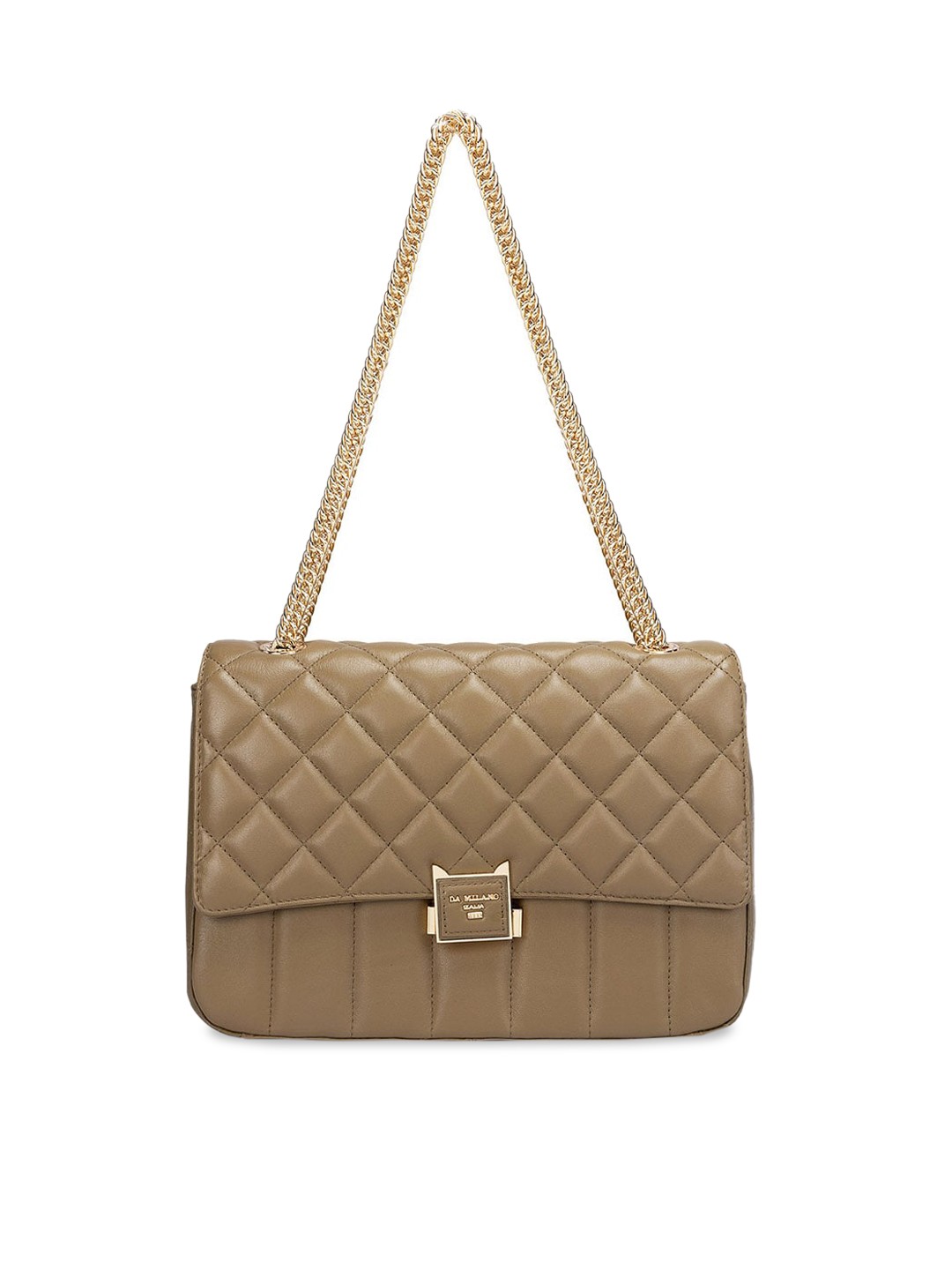 

Da Milano Textured Quilted Leather Structured Shoulder Bag, Brown