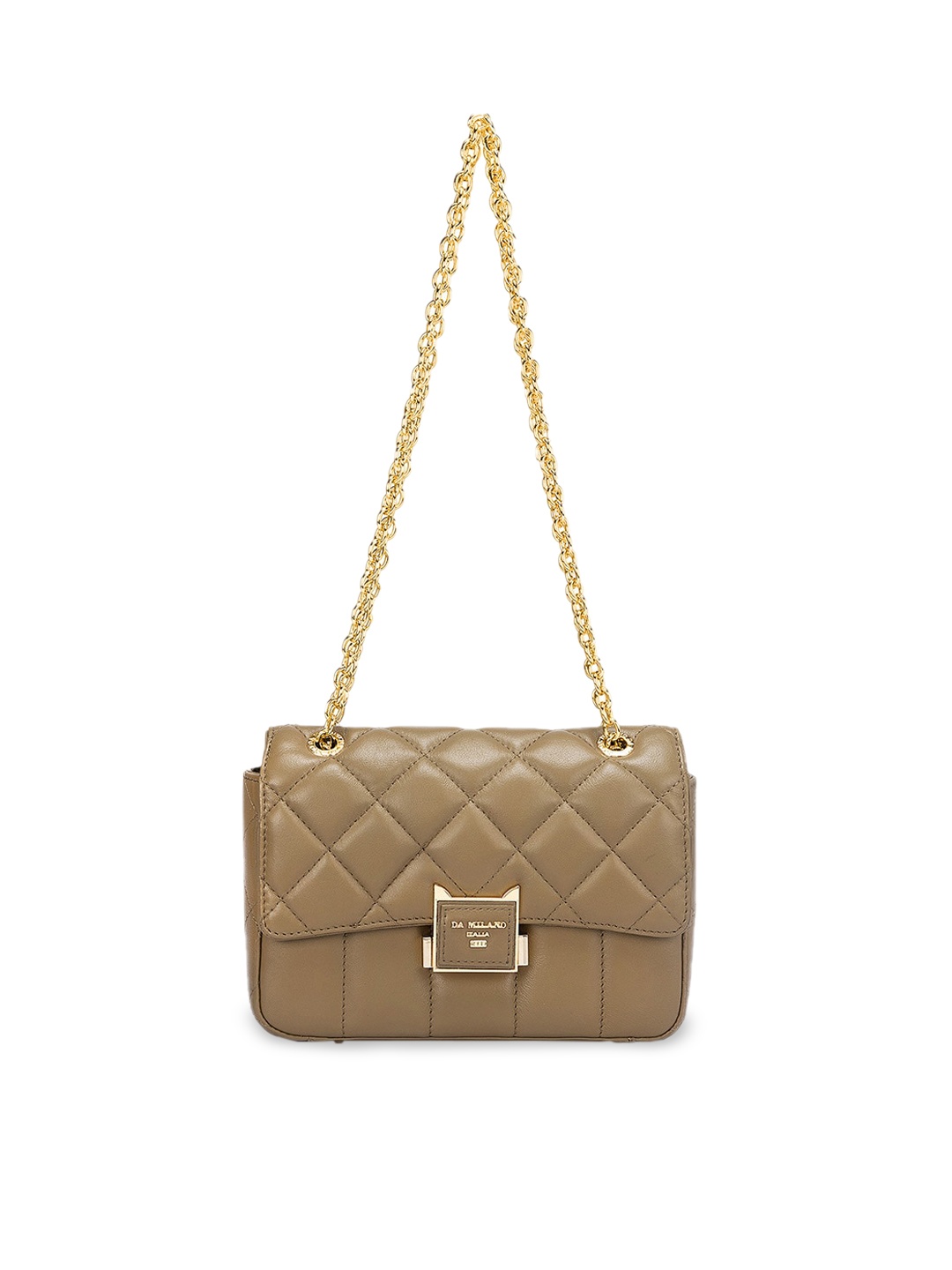 

Da Milano Leather Structured Shoulder Bag With Quilted, Beige