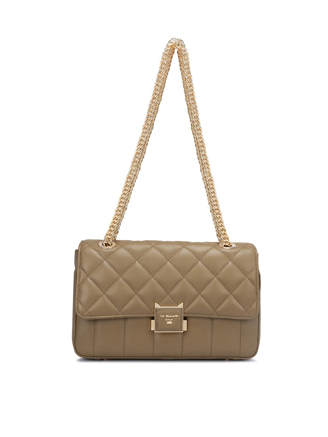

Da Milano Leather Structured Shoulder Bag With Quilted, Green