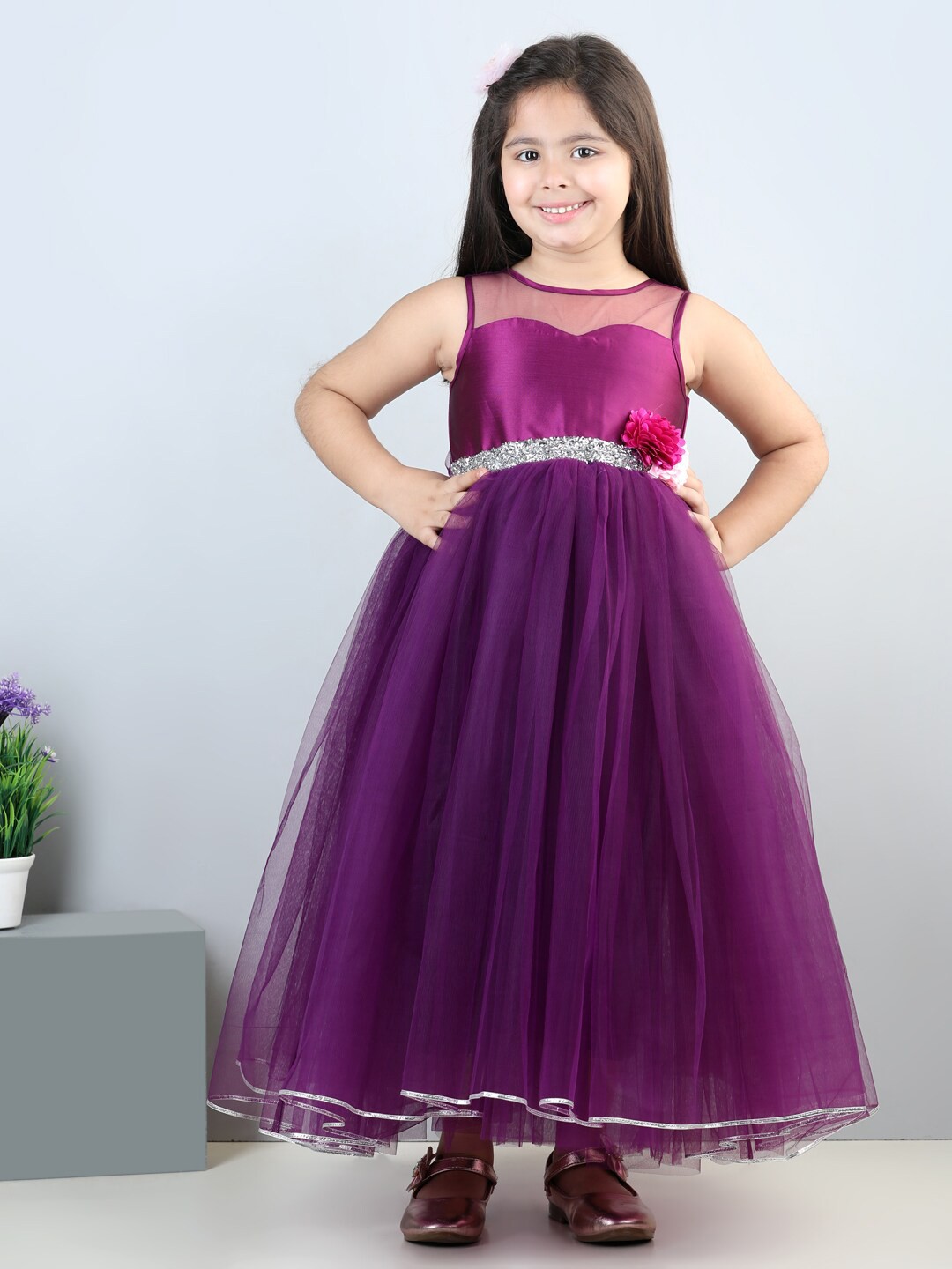 

Toy Balloon kids Girls Embellished & Applique Tulle Gown, Purple