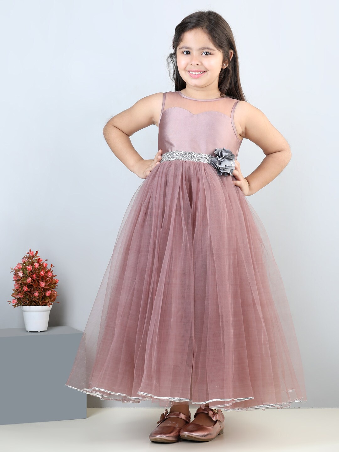 

Toy Balloon kids Girls Embellished & Applique Tulle Gown, Mauve
