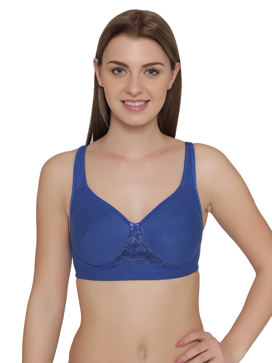 

Clovia Cotton Rich Double Layered Non-Wired T-Shirt Bra, Blue