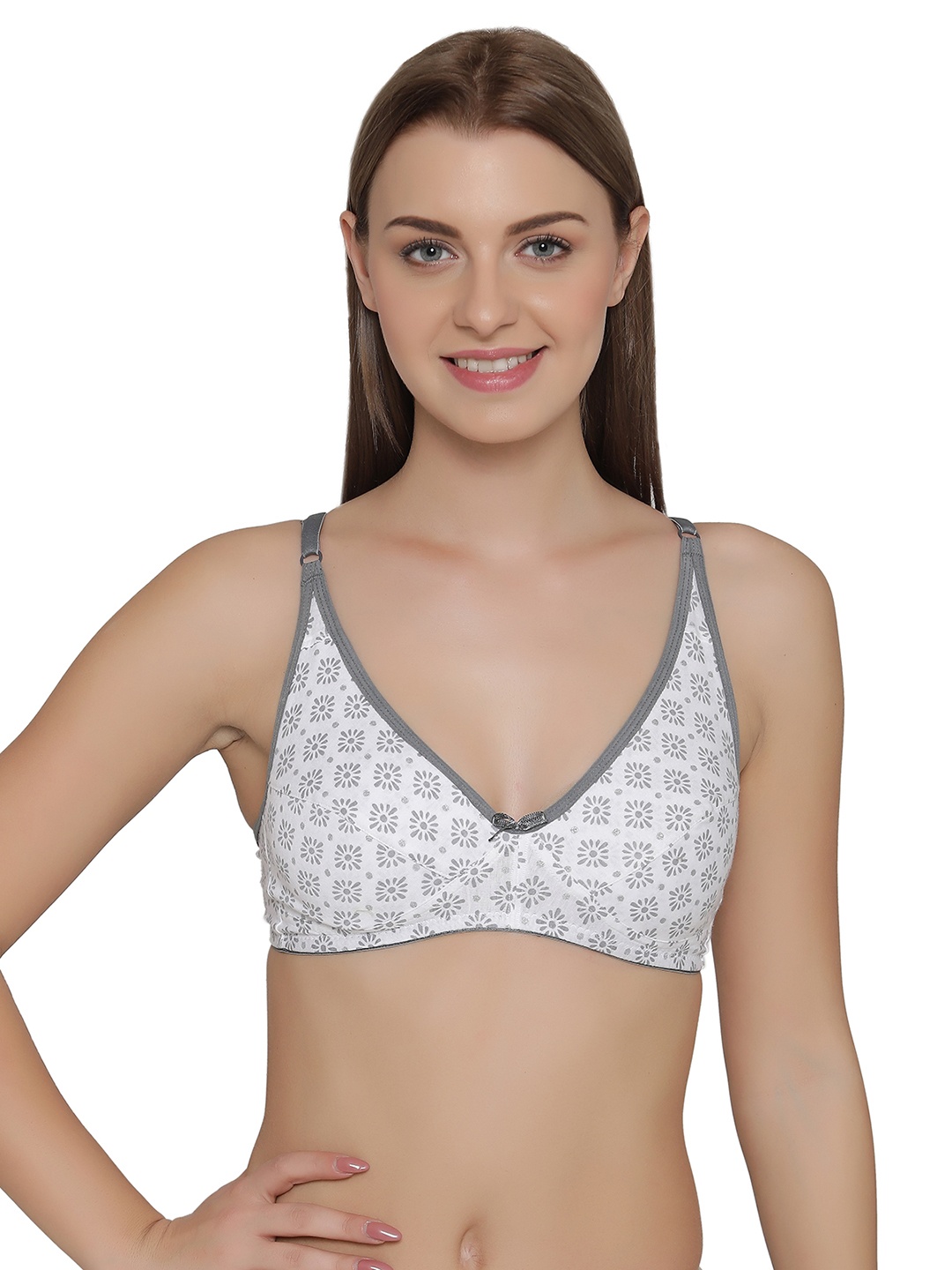 

Clovia Cotton Non-Padded Non-Wired Printed Bra, White