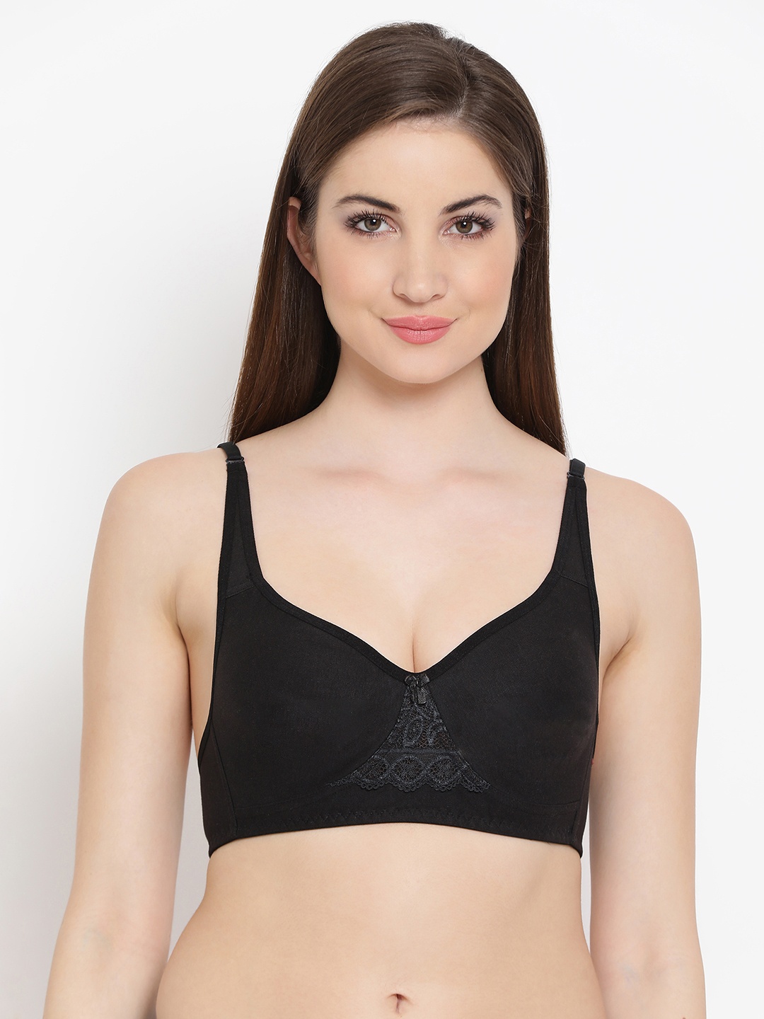 

Clovia Cotton Rich Double Layered Non-Wired T-Shirt Bra, Black