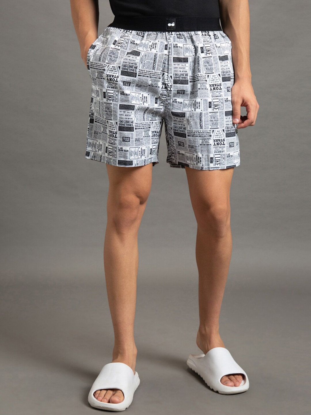 

Bewakoof Men All Over Newspaper Printed Boxers, White