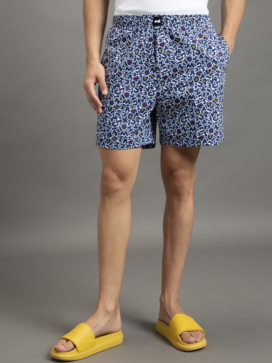 

Bewakoof Men All Over Alphabets Printed Boxers, Navy blue