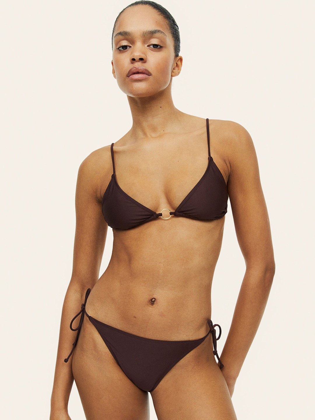 

H&M Tie Tanga Bikini Bottoms, Brown