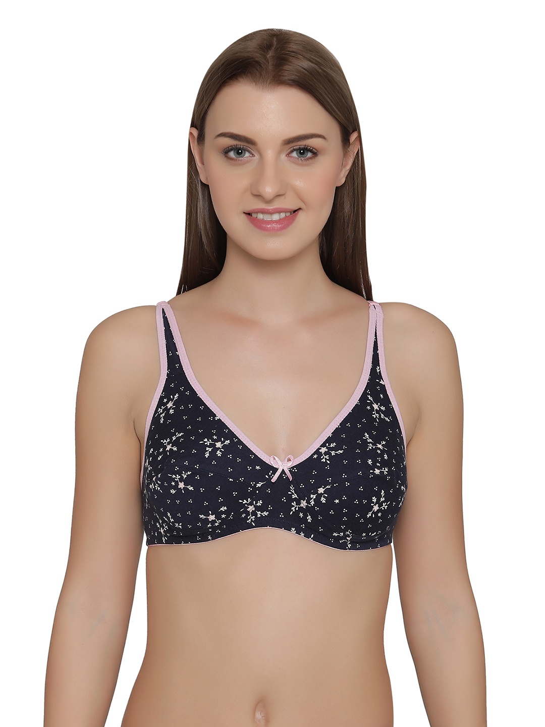 

Clovia Cotton Non-Padded Non-Wired Printed Bra, Blue