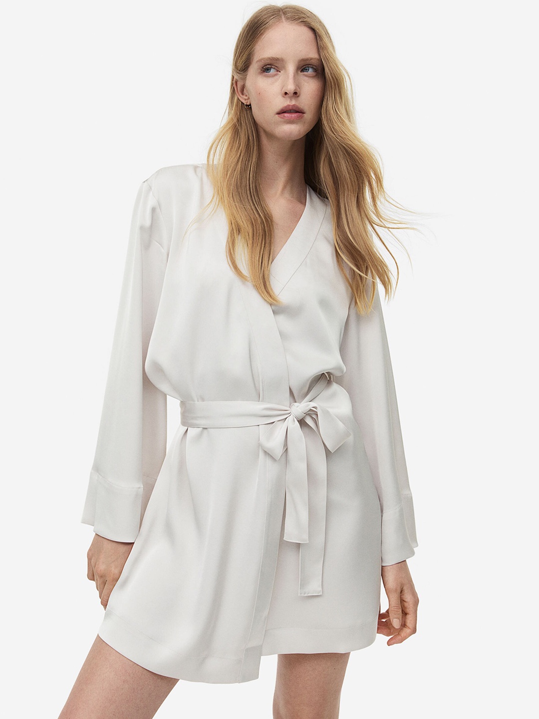 

H&M Satin Dressing Robe, White