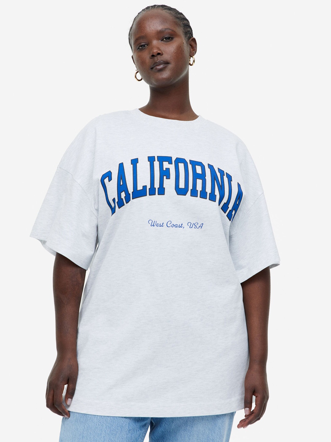 

H&M Oversized Printed T-Shirt, Grey