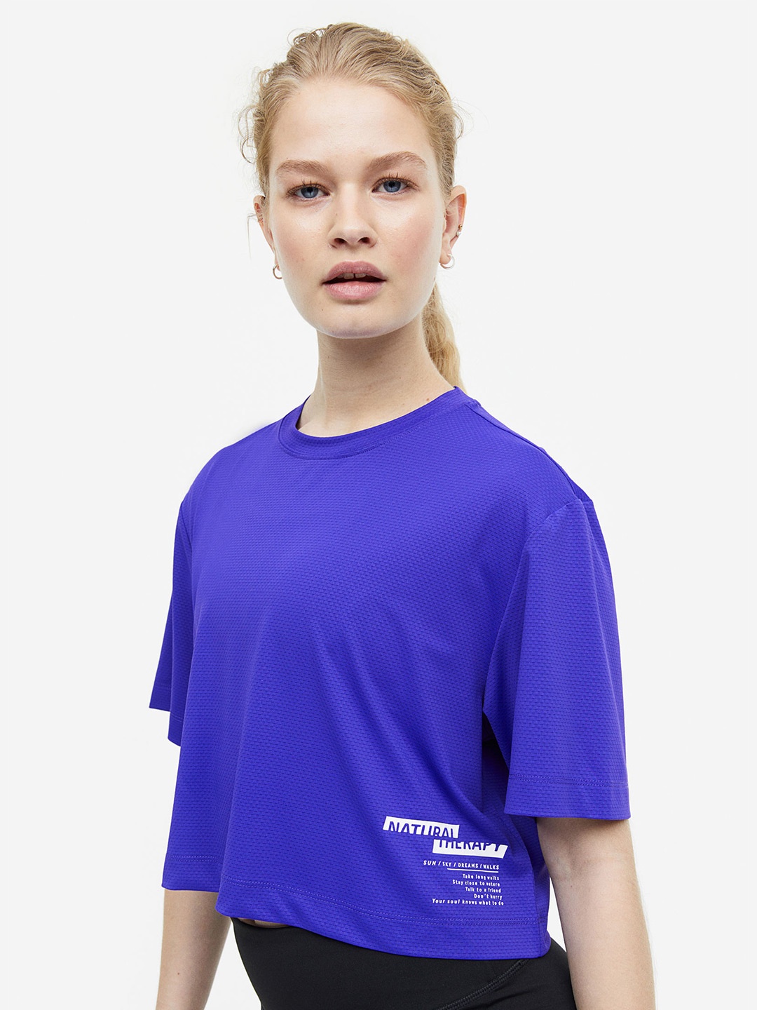 

H&M DryMove Cropped Sports Top, Blue