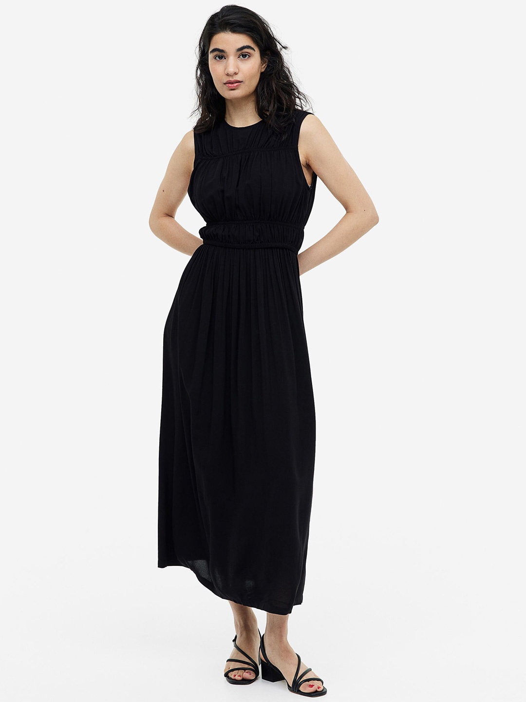 

H&M MAMA Smocked Nursing Dress, Black