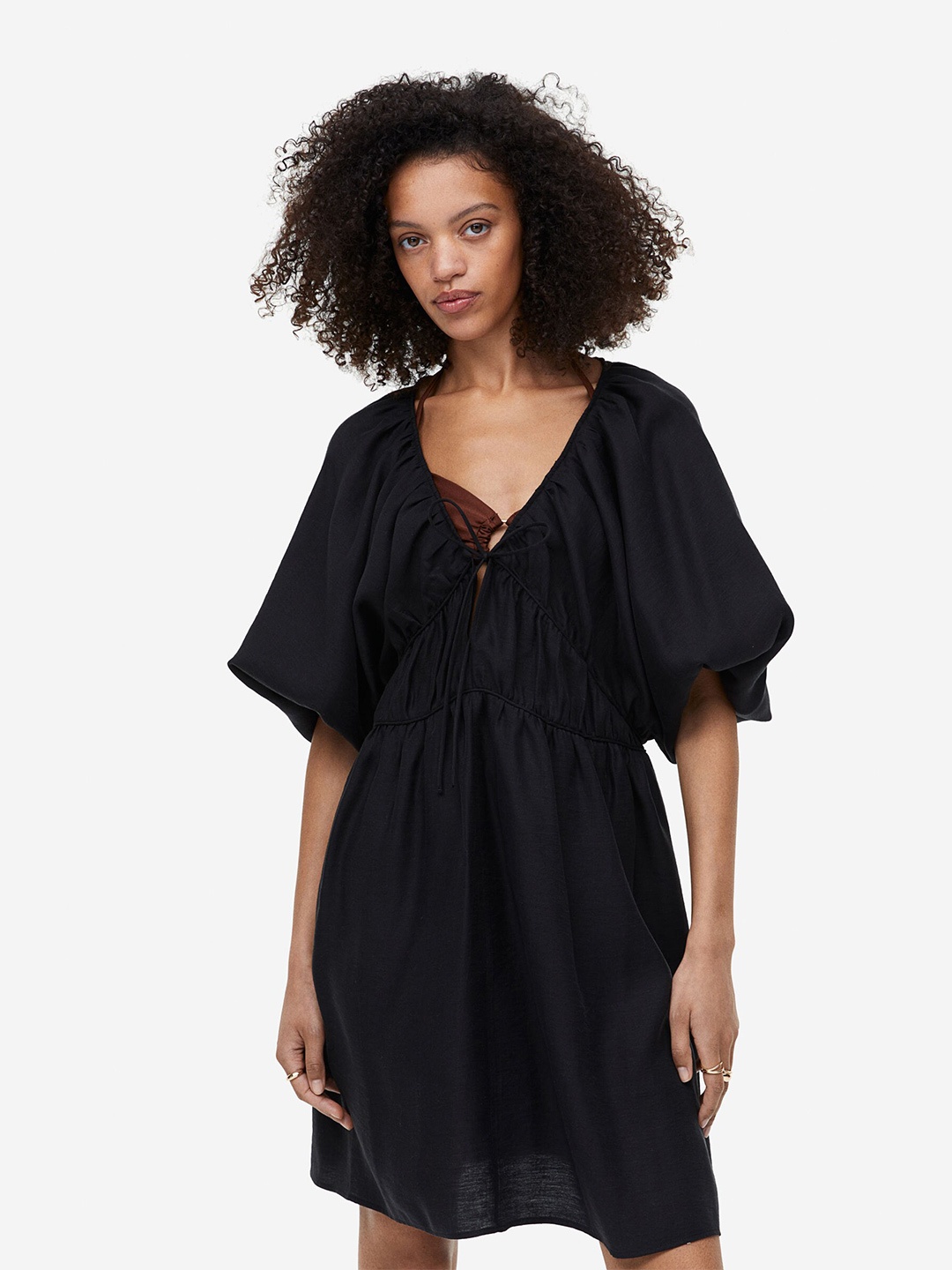 

H&M Oversized Lyocell-Blend Dress, Black