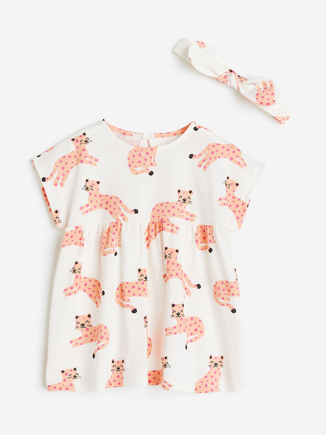 

H&M Girls Pure Cotton Dress And Hairband Set, White