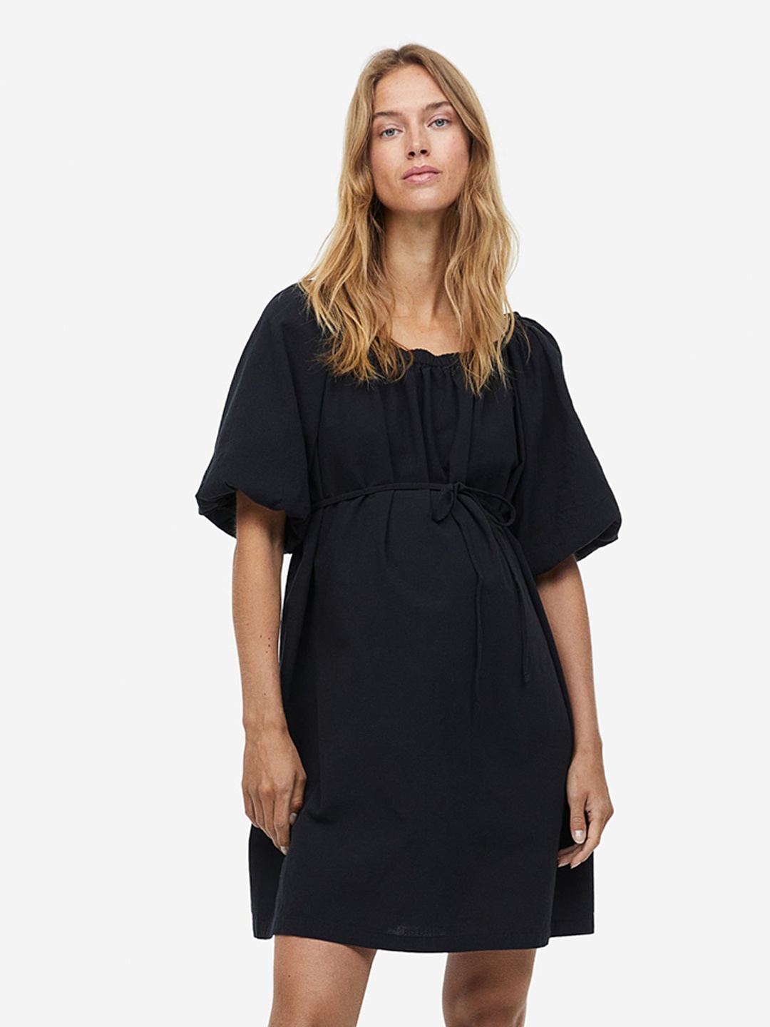

H&M MAMA Off-The-Shoulder Cotton Dress, Black