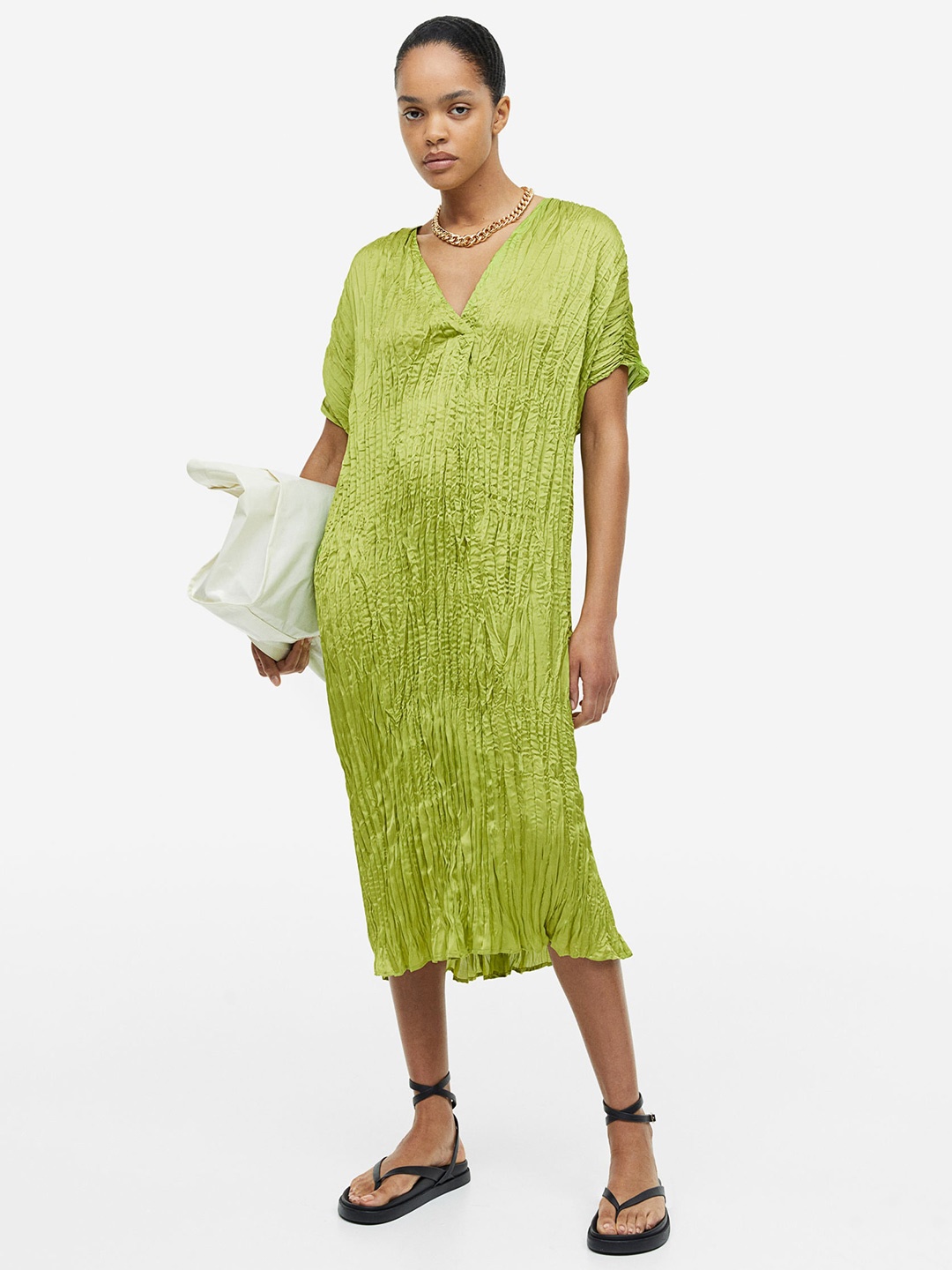 

H&M Pleated Tunic Dress, Green