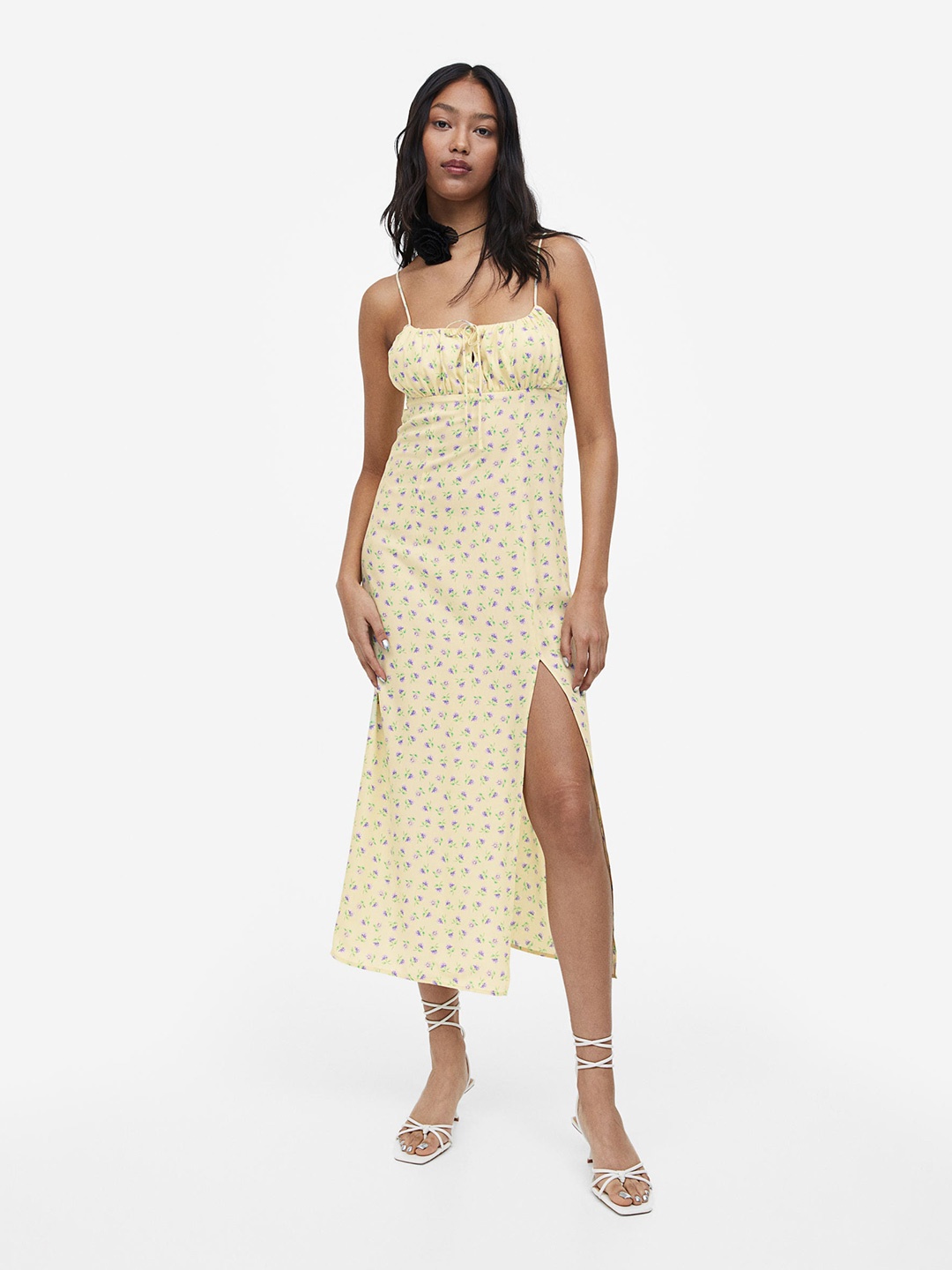 

H&M Tie-Detail Dress, Yellow