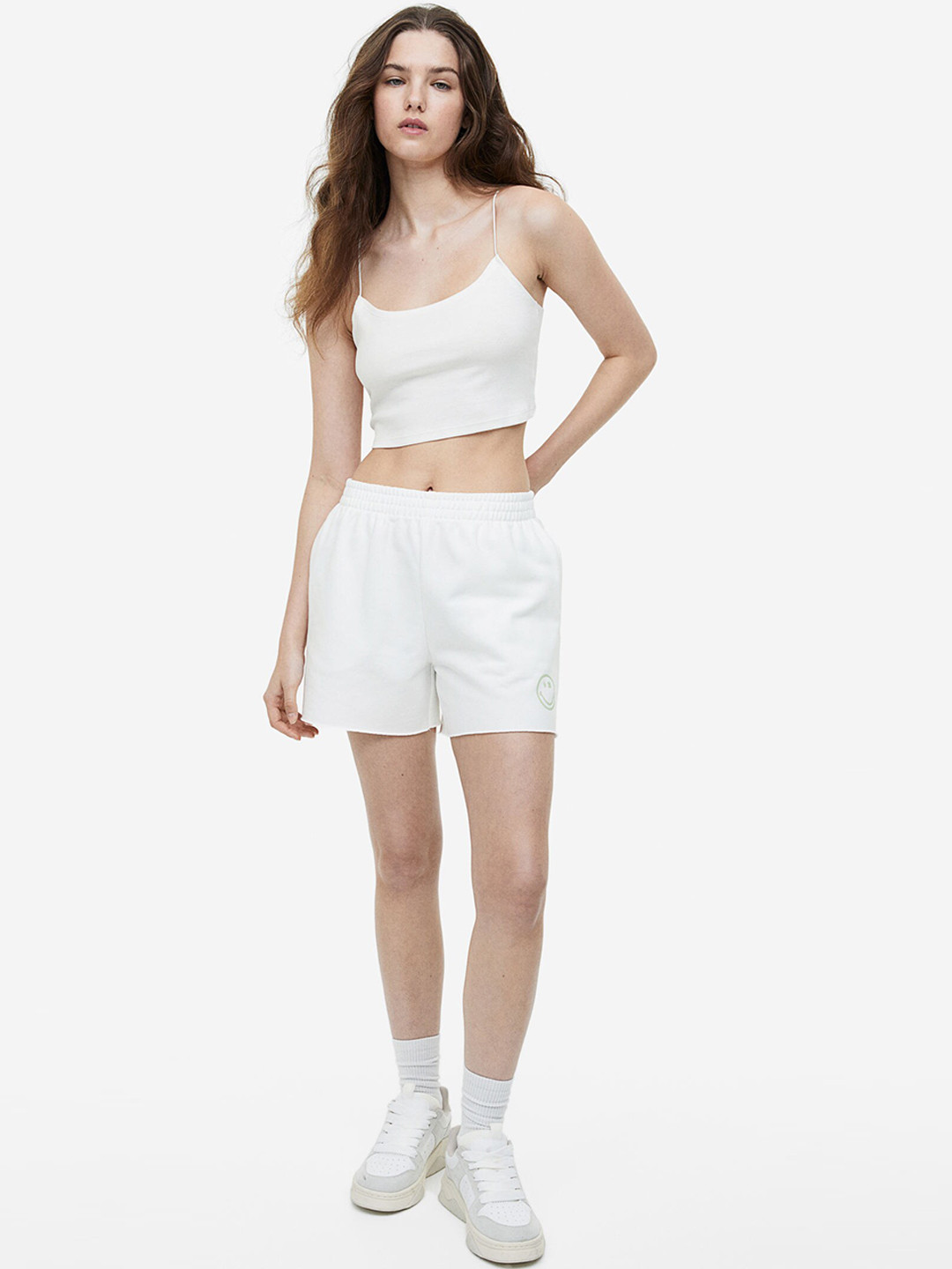 

H&M Women Printed Sweatshorts, White
