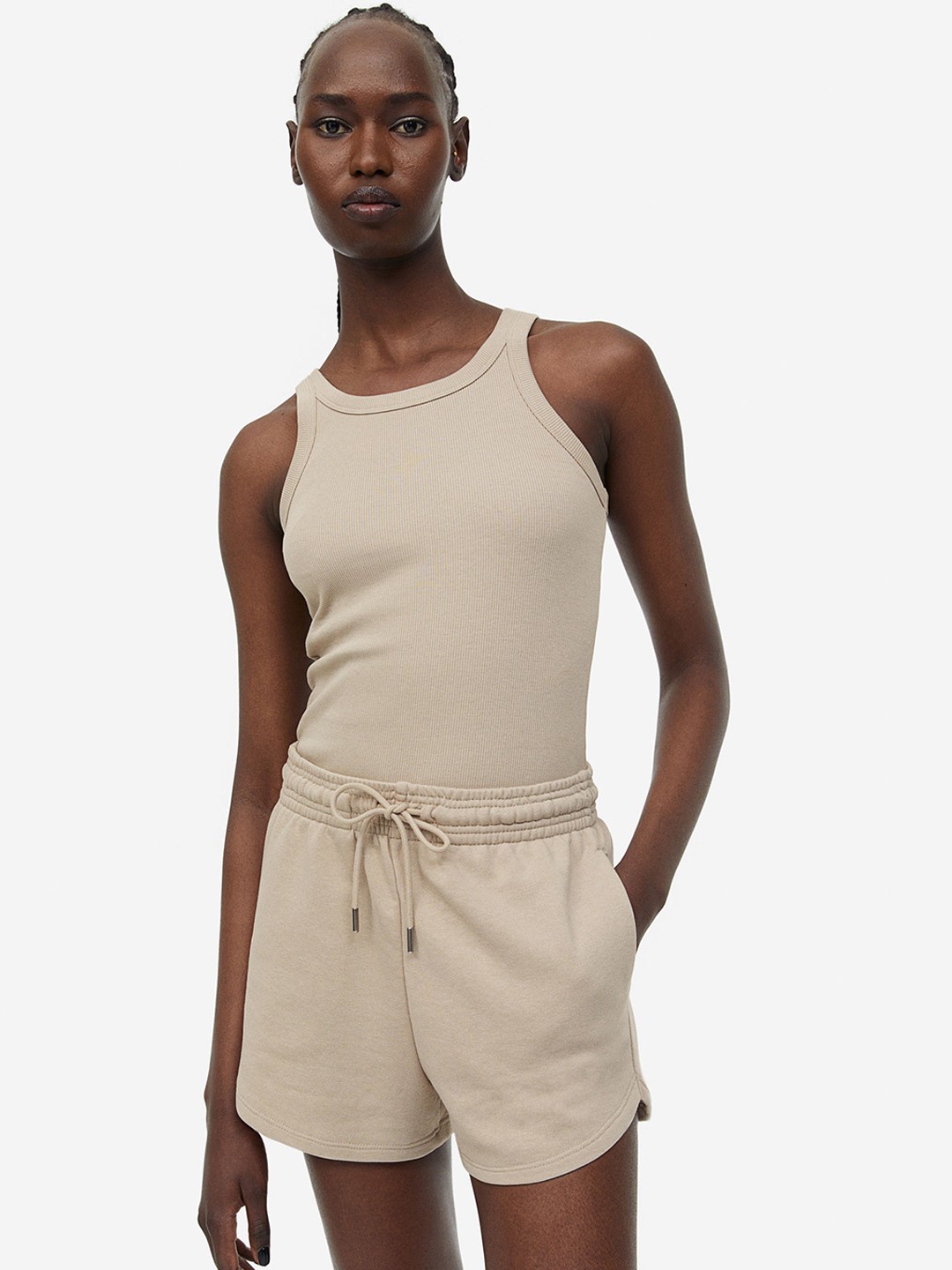 

H&M Women Sweatshirt Shorts, Beige