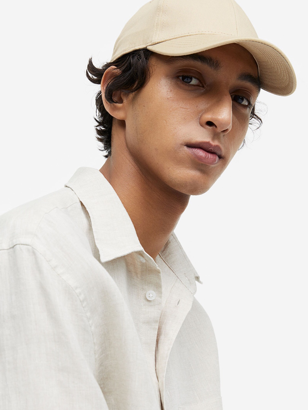 

H&M Men Cotton Twill Cap, Beige