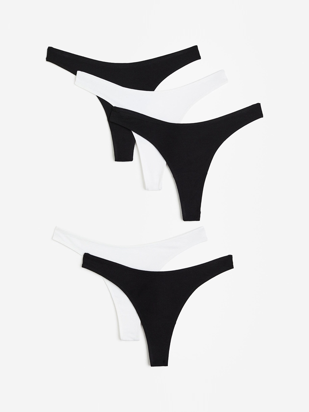 

H&M Women 5-Pack Cotton Thong Briefs, Black