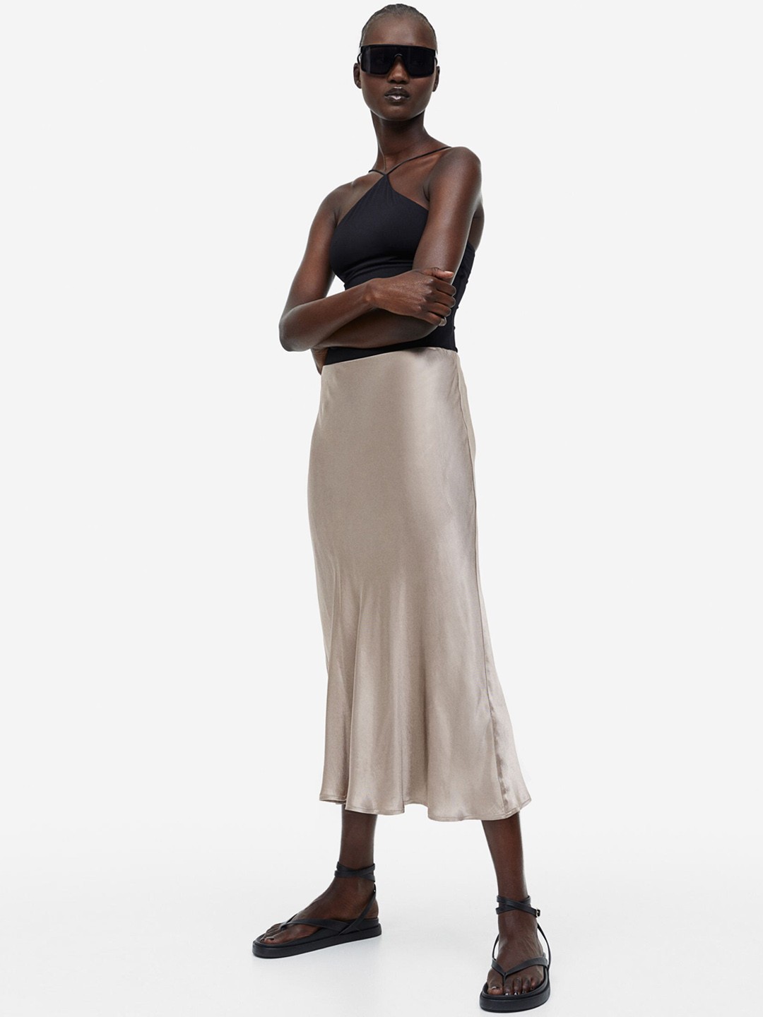 

H&M Flared Skirt, Beige