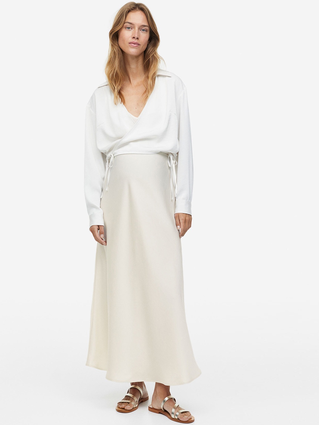 

H&M MAMA Satin Skirt, White