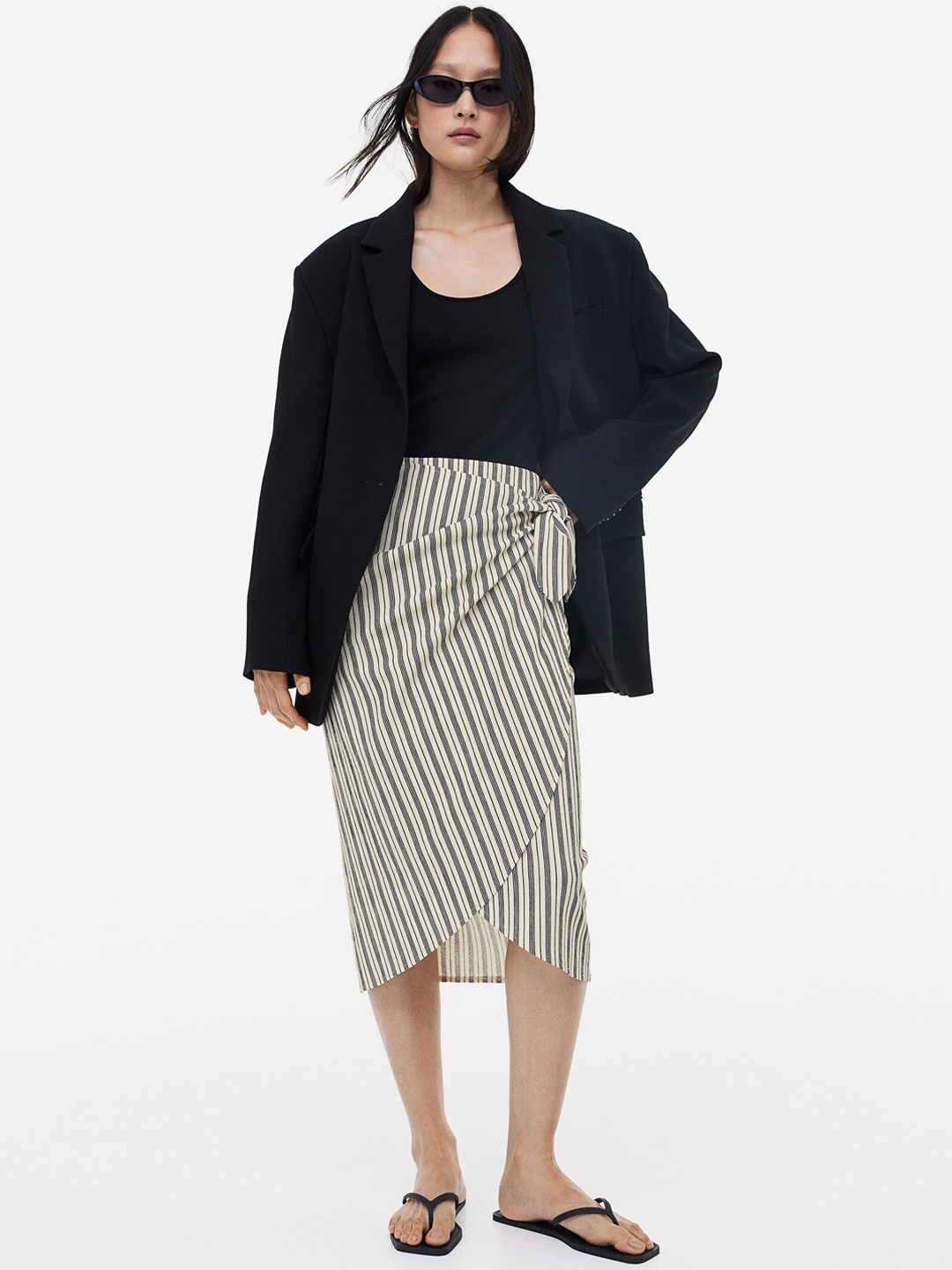

H&M Jersey Wrap Skirt, Beige