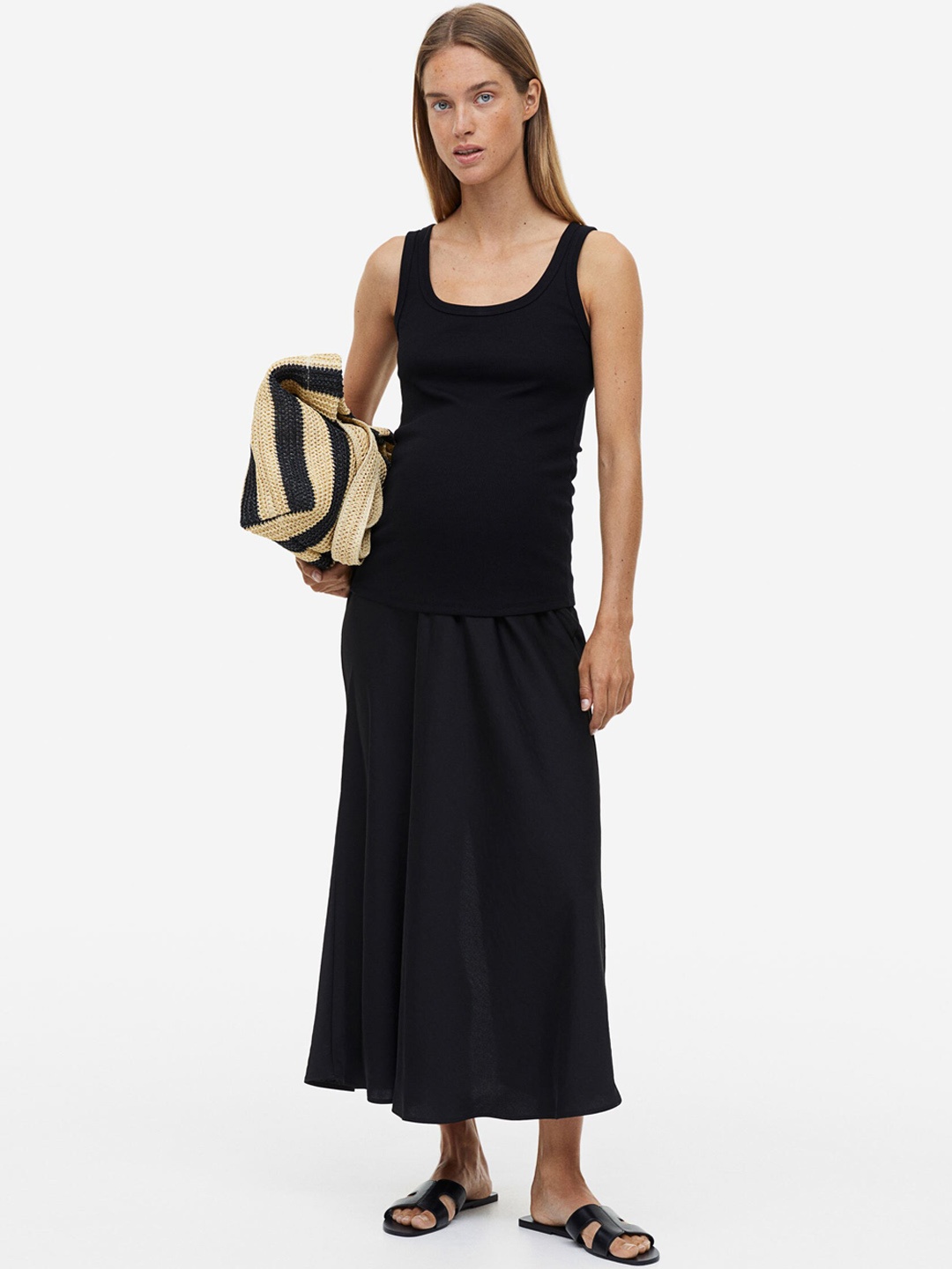 

H&M MAMA Satin Skirt, Black