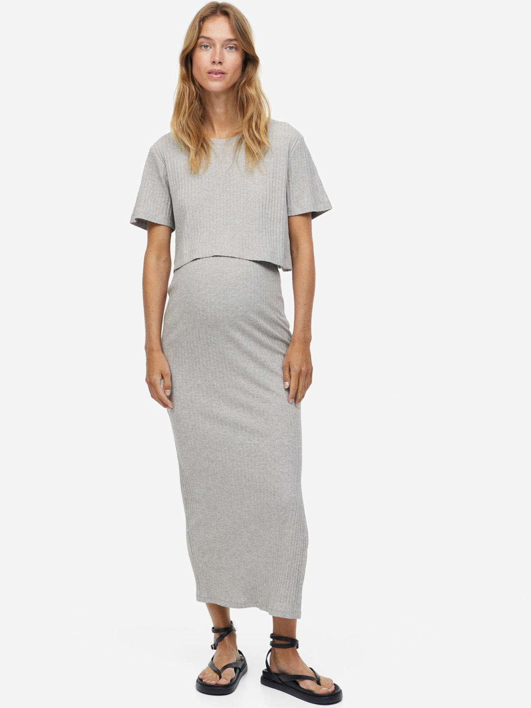 

H&M MAMA Cropped T-Shirt and Pencil Skirt, Grey