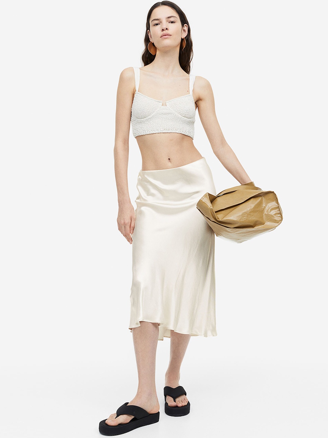 

H&M Flared Skirt, White