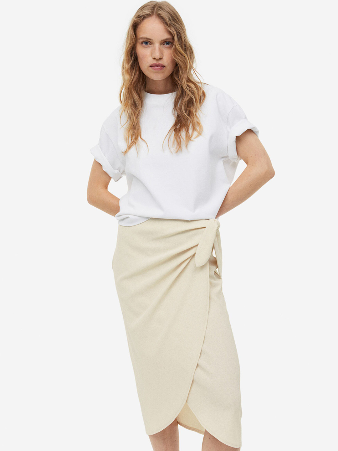 

H&M Jersey Wrap Skirt, Beige