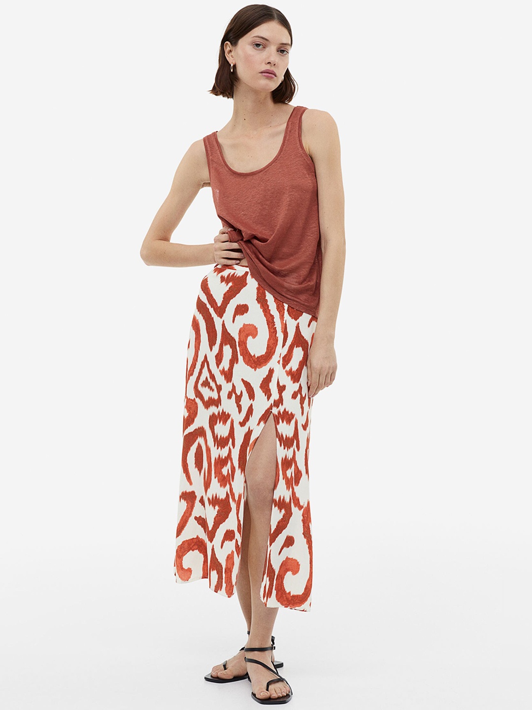 

H&M Crepe Skirt, Brown