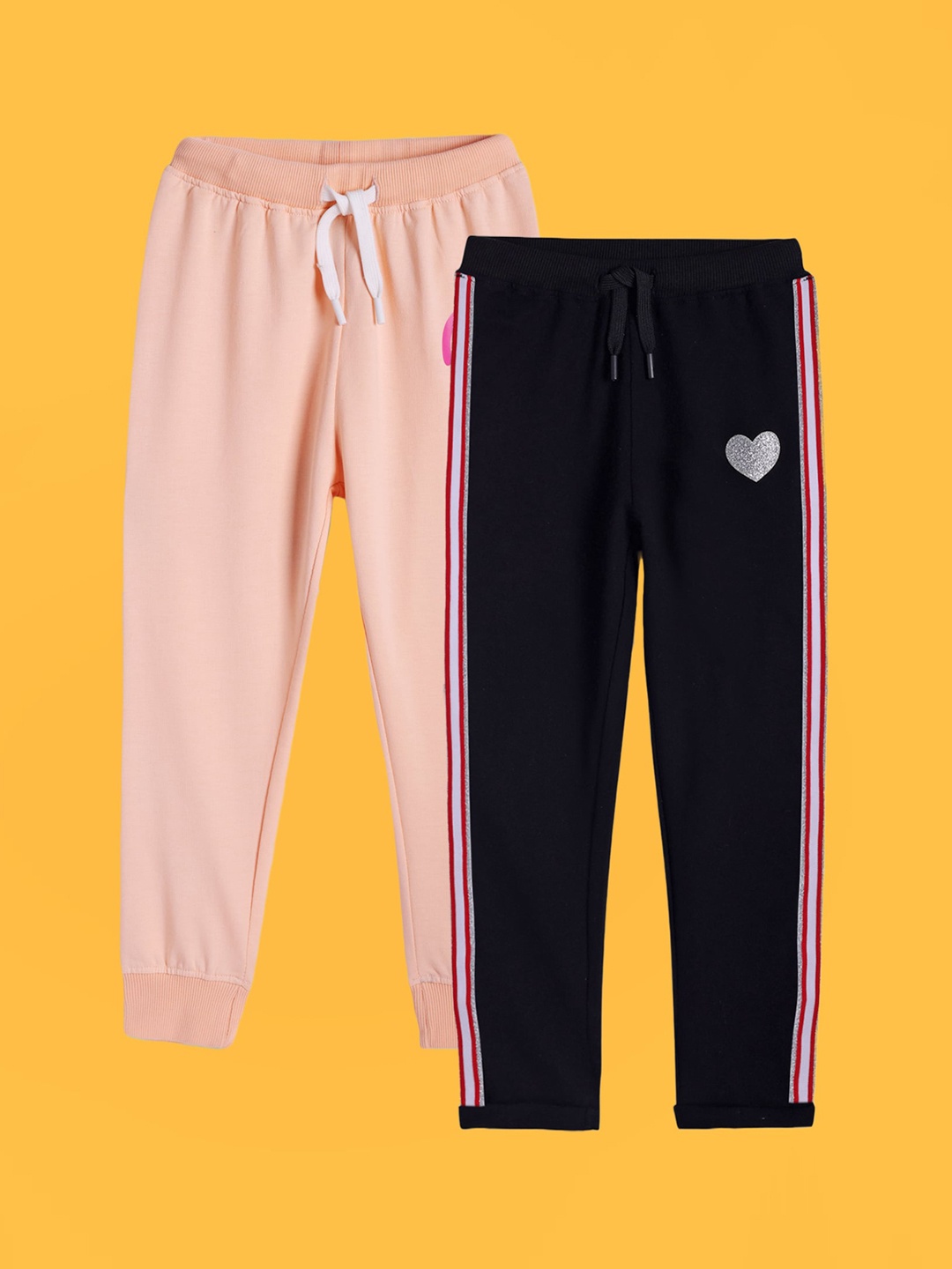 

Anthrilo Girls Pack of 2 Cotton Track Pants, Black