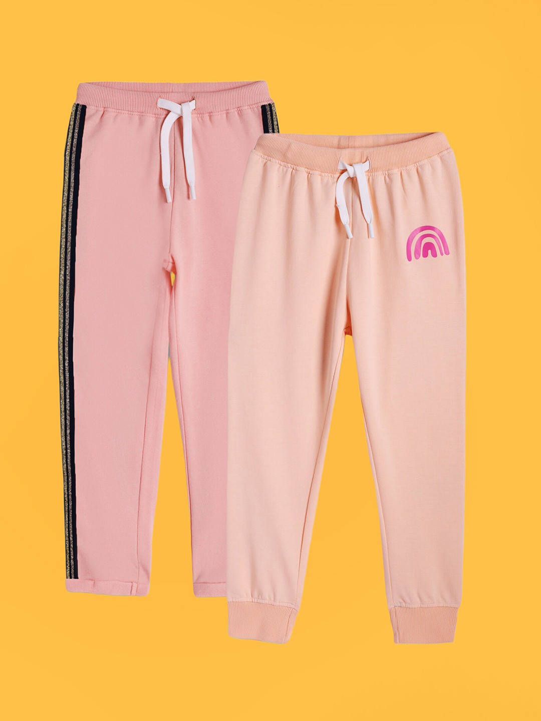

Anthrilo Girls Pack Of 2 Relaxed-Fit Cotton Joggers, Pink