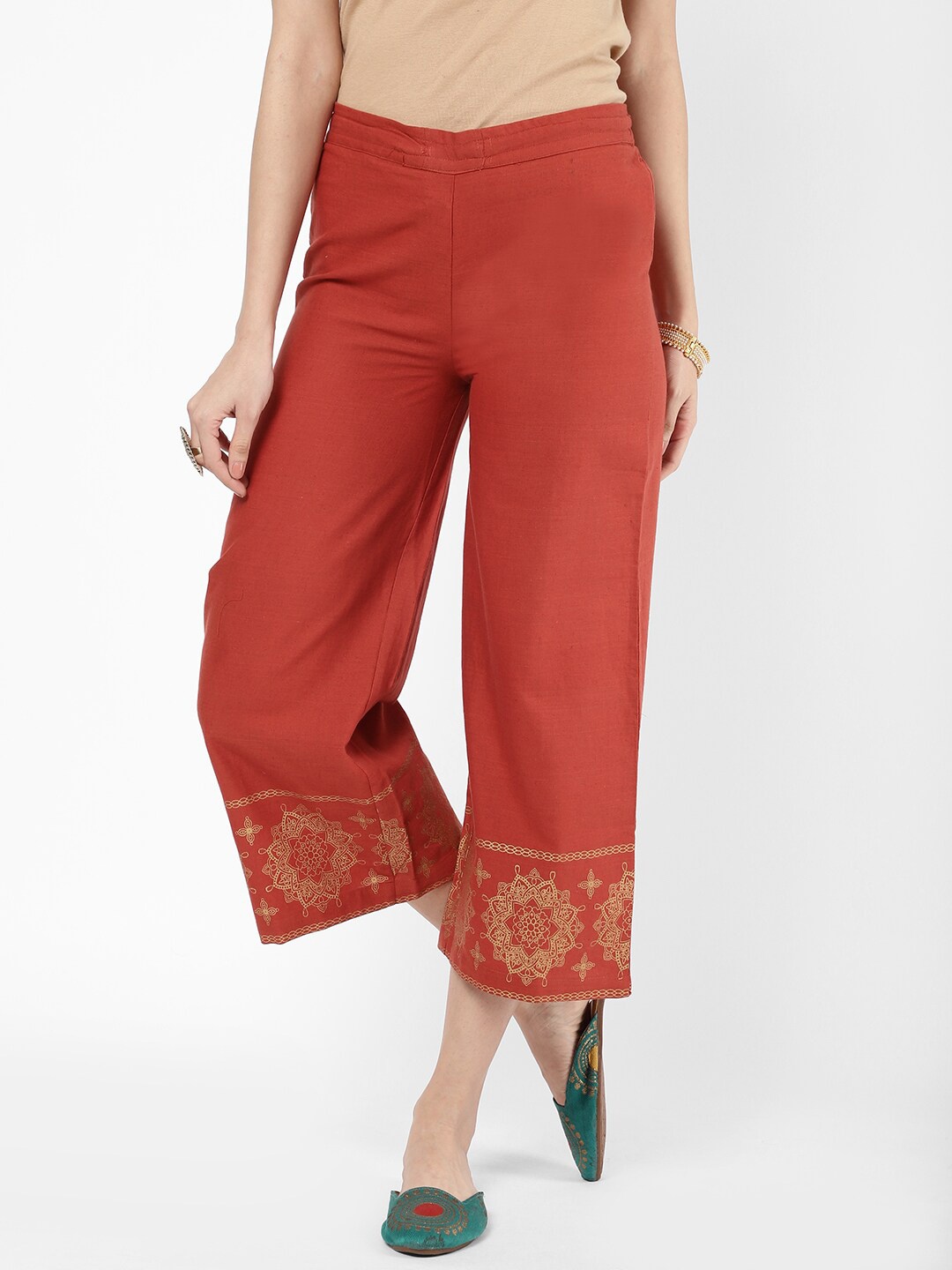 

R&B Women Cropped Palazzos, Rust