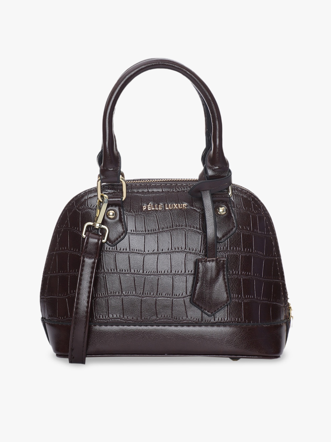 

PELLE LUXUR Textured Structured Handheld Bag, Brown