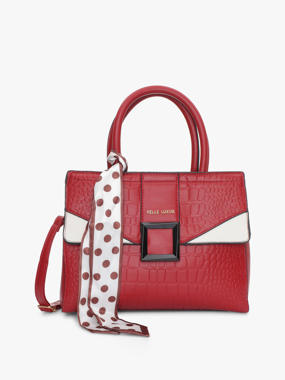 

PELLE LUXUR PU Structured Handheld Bag, Red