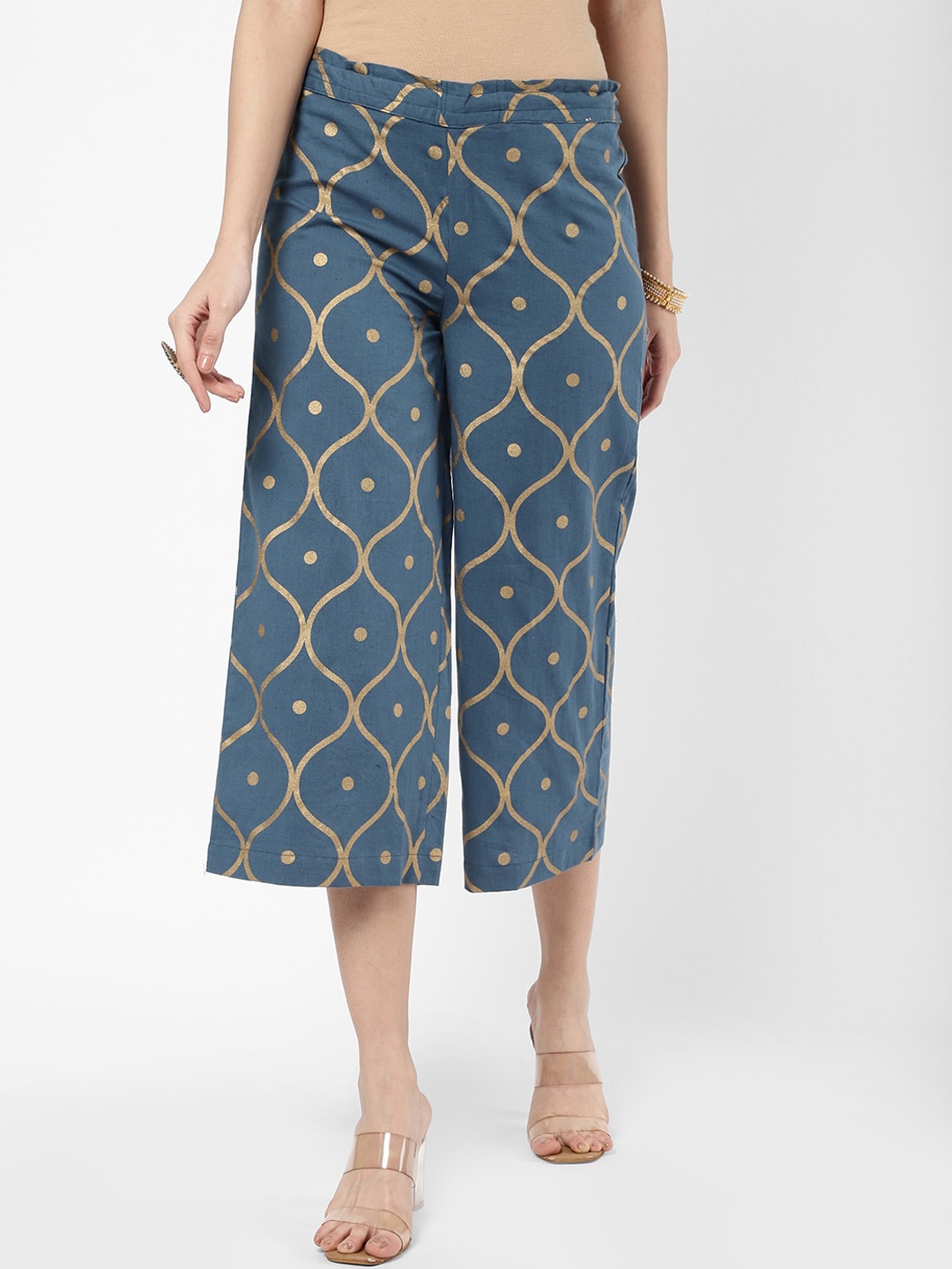 

R&B Women Printed Culottes Trousers, Blue